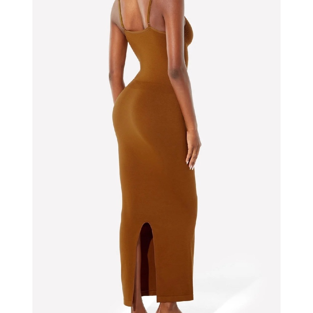 Smooth As Hell Shaping Dress in Bangin Brown Bpdy Sculpting Bodycon maxi